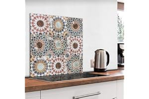 murando Glass Splashback for Kitchen Backsplash Cooker Protector Tempered Glass Decorative Wall Art Panel Heat Resistant Graphic 60x60 cm / 24"x24" Mosaic Tiles Wood Boards f-C-0435-aq-a