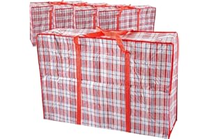 START AND DRIVE LTD Laundry Bag Zips, XXL jumbo Heavy Duty Storage Bags Reusable Strong Nylon Large Boxes for House Moving Clothes & Wardrobe Storage backpack waterproof (4 Bags Red Colour)