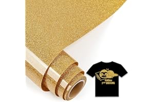 IModeur 5 Ft vinilo textil Purpurina dorado - 30,5 x 153 cm vinilo Purpurina para Cricut Maker, Silhouette Cameo, vinilo textil termoadhesivo para ropa, gorras, pantalones, otros tejidos