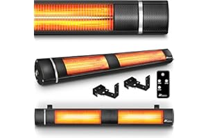 TRESKO Promiennik podczerwieni 3000 W z pilotem zdalnego sterowania | promiennik ciepła na taras, elektryczny z 3 stopniami ogrzewania, do użytku wewnątrz i na zewnątrz, na ścianę, na podczerwień,