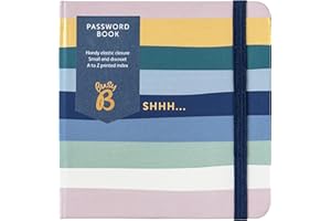Busy B Książka z hasłami – wielokolorowa okładka w paski – wszystkie hasła w jednym miejscu przechowują maksymalnie 186 danych logowania do Internetu – kompaktowa i dyskretna konstrukcja z indeksem od