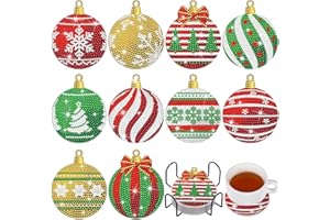 5D DIY Diamante Pintura Posavasos Navidad, Alluring Juego de 10 Diamond Painting Posavasos con Soporte para Pintura de Diamantes Posavasos para Bebidas Taza de Mesa para Adultos Niños Manualidades