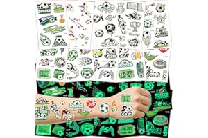 BOYATONG Leuchttattoos Fußball Kinder Tattoo, Fussball Geschenke Jungen Kleinigkeiten für Kinder, Füllung Adventskalender Fussball Mitgebsel Jungen, Fußball Geschenke für Jungs, Kleines Weihnachtsgeschenke
