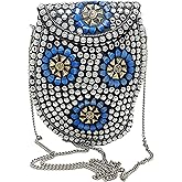 Trend Overseas Silver metal Beaded Ethnic purse Girls Bridal Bag cross body bag for women/Girl party clutch Metal clutches Vi