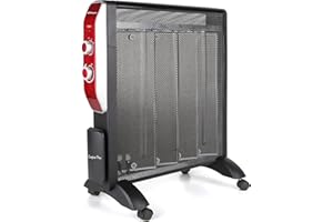 Orbegozo RMN 2050, Radiador eléctrico bajo consumo, Mica System, 2 potencias, rápida convección y difusión del calor, termostato regulable, sin fluido, 2000 W, color rojo