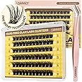 LASHVIEW Self Adhesive Lashes Clusters Eyelashes,Press-on Lashes 10-16mm Individual Lash Extension Kit with Lash Tweezers,No Glue Needed Natural Self Adhesive DIY Eyelash Extension Kit (F23)