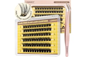 ‎LASHVIEW LASHVIEW Self Adhesive Lashes Clusters Eyelashes,Press-on Lashes 10-16mm Individual Lash Extension Kit with Lash Tweezers,No Glue Needed Natural Self Adhesive DIY Eyelash Extension Kit (F23)