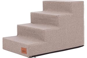 BJIRD Hundetreppe, Katzentreppe, Antirutsch und Beständig - Haustiertreppe mit 4 Stufen für kleine Hunde - 60 x 40 x 40 cm - Inari - Cappuccino