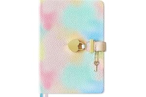 Mlife A5 Serce Kłódka Notatnik Z Kluczem, Pamiętnik Dziewczyny Tajny Notatnik 192 Strony, Notatniki Zamykane, Prezenty Dla Nastoletnich Dziewcząt (Tęczowy róż)