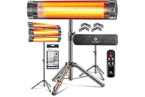 KESSER® Infrarotstrahler Heizstrahler Terrassenstrahler 2500W mit Fernbedienung inkl. Schutzhülle höhenverstellbarem Teleskopstativ Wickeltischstrahler Terrassenheizer Quarzstrahler Infrarot