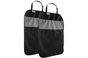 Hillington Back Seat Protective Kick Mats Waterproof and Stain Resistant Covers with 3 Mesh Storage Pockets