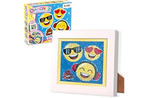 DIAMONDZ CRYSTAL PAINTING DIAMONDZ Diamond Painting Kit for Kids – Funny Face Emoji Crystal Art Starter Set 6x6 inch – DIY Diamond Art Craft for Children Age 5+, Suitable Gift with Tools Included