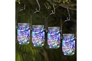 VINDANY 4 Pièces Lumière de Jardin Solaire - 30LED Lumière Solaire Extérieure, Imperméable à l'eau Mason Jar Lampes Lanterne Solaire, Lumière Solaire Extérieur pour Jardin, Halloween, Noël, Fête