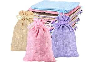 PZIHAO 20PCS Jute Bag, Small Linen Cloth Bags, Colorful Lavender Sachet Gift Bag for Jewelry Wedding Banquet Christmas DIY Crafts (10x14cm, Random Colors)