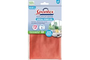 SPONTEX - Microfibre Spécial Vitres XXL - Nettoie et élimine les traces de doigts - Fait briller - 2x plus efficace contre les traces