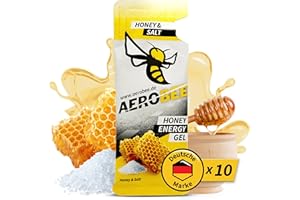 ‎AEROBEE AEROBEE Energy Gel Classic - Honey & Salt 10 x 26g [100% Natürliches Energie aus Honig] richtig leckeres Sportgel für den Ausdauersport, Energy Gel Laufen, Power Sport, Sportnahrung