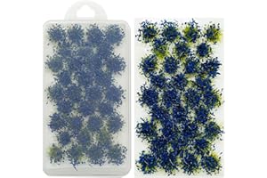 Woohome Modèle Arbres Gazon Lichen pour Feuillage, 32 PCS Bleu Touffe d'herbe Statique Herbe Artificielle Modèle pour Le Chemin de Fer de Paysage de Train