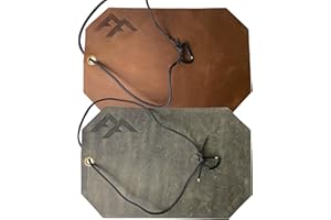 Forest Fundamentals™ Artisan Fire Mat | Handmade Thick Genuine Leather | Water & Flame Resistant | Tinder Shavings & Ferro Rods, Whittling & Flint Knapping Protection, Seat & Kneeling Mat (Brown)