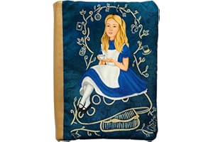 APH Funda artesanal mediana de solapa para libros de Alicia en el País de las Maravillas + marcapáginas de regalo, funda de algodón ecológico, acolchada Regalo ideal para adolescentes