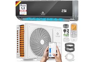 KESSER® Climatisation SET réversible - Climatiseur avec fonction WiFi/Application - Refroidissement A++/ Chauffage A+, Fluide réfrigérant R32 - Écran LCD, Split 12000 BTU/h / 3400 Watt - Anthrazit