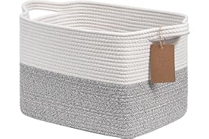 TIMEYARD Aufbewahrungskorb Kinder, Körbe Aufbewahrung, Organizer Körbe, Baumwolle Korb für Regal, Bad, Aufbewahrungskorb Klein, 33x25x22.5cm, Grau