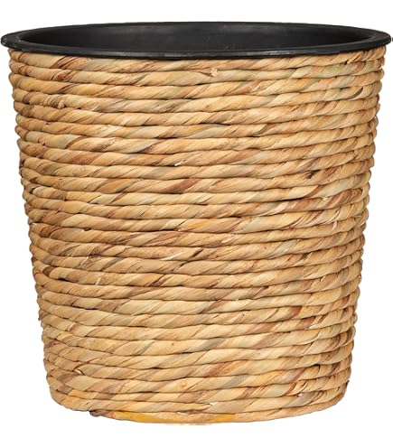 Rieten mand voor planten, grote gevlochten bloempot van rotan, moderne en praktische binnenpotafdekking, natuurlijke rieten plantenmand, decoratie voor huis en elegante opslag (L