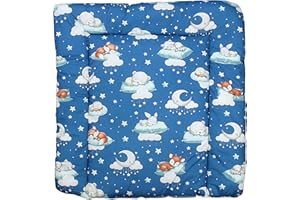 TupTam Colchón para Cambiador para Bebés Niños y Niñas, Bebés animales dormidos/Azul oscuro, 70 x 60 cm