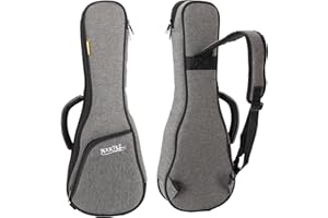 ROCKTILE Funda Ukelele Soprano, gigbag con Acolchado de 1 cm, Bolsillo Exterior para Accesorios, Dimensiones internas 55x19x7 cm, Color Gris.
