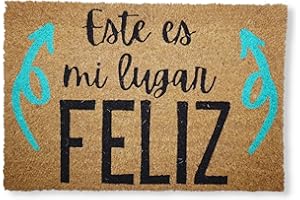koko doormats Felpudo Entrada casa Originales - Fibra de Coco y PVC, Alfombras Puerta Exterior Este es mi Lugar Feliz, 40x60x1.5 cm