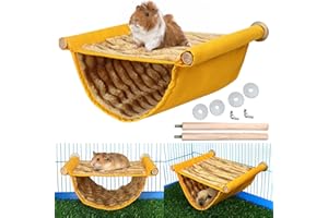 YINGBIAO Hamster Hammock, Pet Rat Hammocks, Guinea Pig Warm Bed Hideout, Small Animal Hanging Swing Soft Bed House, Double Layer Cage Toy Accessories for Ferret Chinchilla Parrot Playing Sleeping, Washable