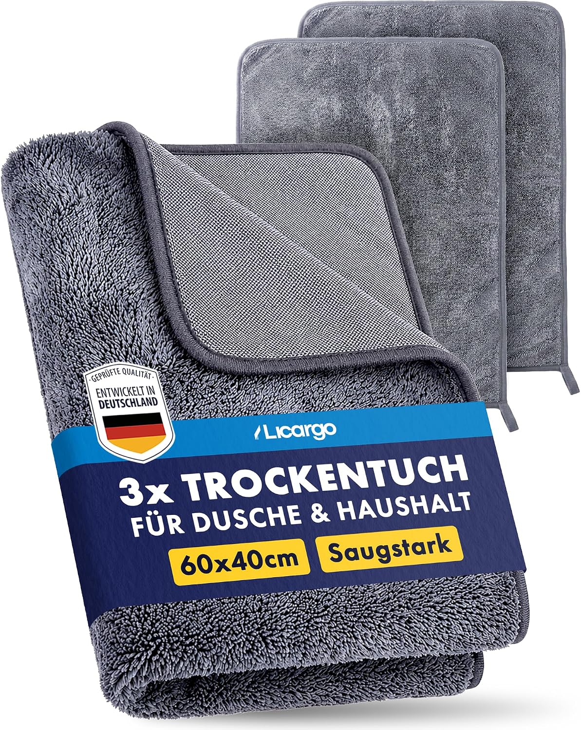 Technische Daten & Spezifikationen : LICARGO Trockentuch Dusche XXL 3er Set 60x40
