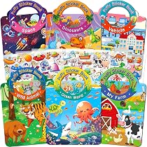 Lot de 2 livres d'autocollants en 3D Enfants réutilisables, gelée d'animaux gommettes enfant, des Animaux, la Vie Océanique, Dinosaures,gommettes enfants 3 à 6 ans,Livre d'apprentissage éducatif