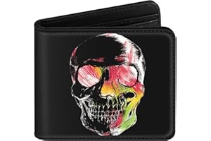 Pegmode Boys Wallet Cute Skull Leather Bifold Wallet for Teen Boys Cool Skeleton Gothic Credit Card Cash Id Holder RFID Blocking Black Bi Fold Small Wallets with Coin Pocket Slim Teens Youth Guys