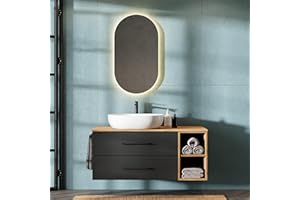 Planetmöbel mobili da bagno sospesi con lavabo, LUX 120 cm, nei colori rovere oro/antracite