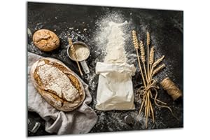 TMK ARTDEKO TMK - Placa protectora de vitrocerámica 60 x 52 cm 1 pieza cocina eléctrica universal para inducción protección contra salpicaduras tabla de cortar de vidrio templado como decoración, un pan