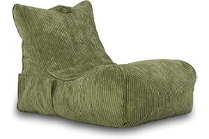 Ecopuf Flavio Chaise Longue Salotto Pouf Velluto - Pouf Morbido Sacco con Tasca e Maniglia, Imbottito - Poltrona Relax - Pouf a Sacco - Arredamento Casa - Verde Sz20