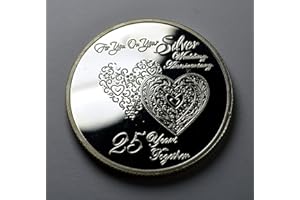 The Commemorative Coin Company Belle 25e anniversaire de mariage en argent commémoratif en capsule. Cadeau/cadeau/cadeau/félicitations. 25 ans ensemble.999 Argent