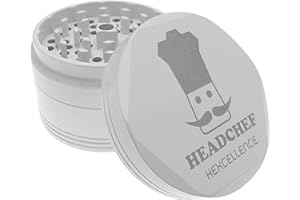 Headchef Hardcore Hexellence Ceramic Non-Stick Coated Metal Herb Grinder, 4 Piece, 62mm (Whiteout)