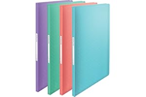 Esselte Cuaderno A4 con 40 Fundas de Plástico, Capacidad para 80 Hojas, Presentación y Almacenamiento de Documentos, Casa/Oficina, Patrón en Relieve, Gama Colour'Breeze, Color Variado, 626229