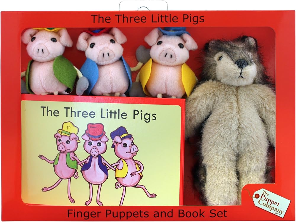 Three Little Pigs Finger Puppets & Story Book Boxed Set.