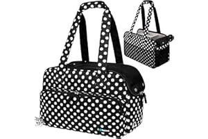 PetAmi Small Dog Purse Carrier, Soft-Sided Pet Carrier Bag with Pockets, Portable Puppy Cat Travel Handbag Tote, Airline Approved Breathable Mesh, Poop Bag Dispenser, Max 18 lbs, Polka Dot Black