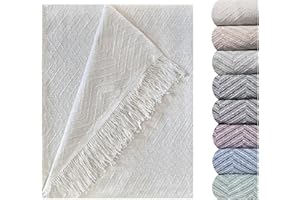 GFD Textiles - Colcha Multiusos Espiga Beige/Blanca (180x260 cm) – Manta Cubrecama Amplia, Protector Sofá Gran Cobertura Algodón | Plaid Decorativo para Cama Matrimonial o Sofá 3 Plazas