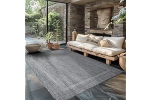 CARPETTEX TEPPICH Carpettex Tapis Intérieur & Extérieur Résistant aux Intempéries 300x400 (280 x 370 cm) Gris - Tapis de Balcon, Aspect Sisal et Jute Monochrome - Tapis Cuisine, Lavable Jardin Patio Camping
