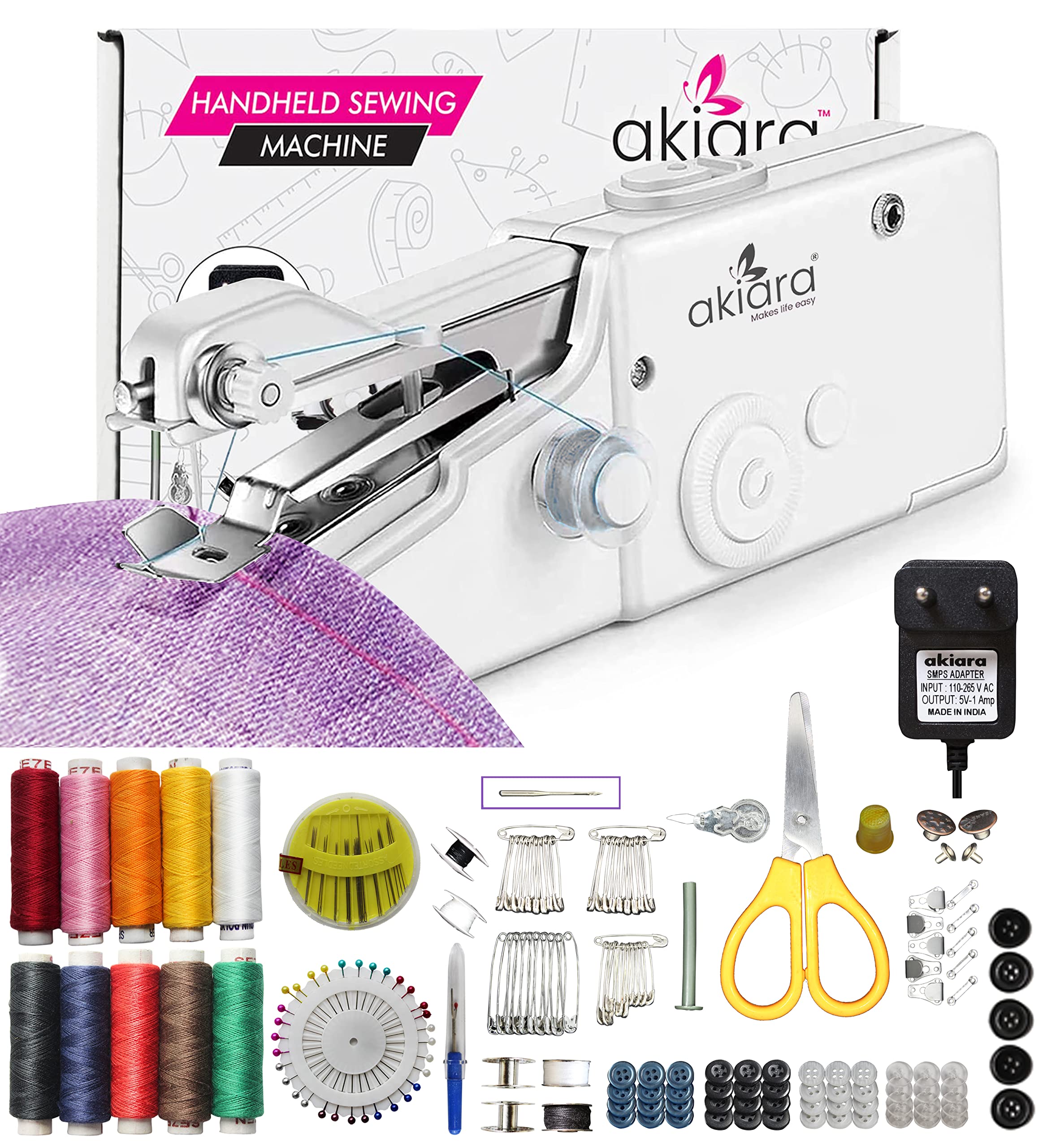 akiara - Makes life easy Handy Sewing Machine/Stitch Machine | Mini Silai Machine for Home Tailoring use with Sewing Kit and 