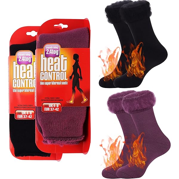 HEAT HOLDERS SOCKSHOP damessokken - Omslagmanchet Sleep Lite, warme dikke thermische bedsokken, patroon, 1 paar pakmaat 4-8, 37-42 EU