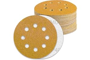 Disque Poncage 125mm Grain 40 Papier Poncer 80pcs Disques Abrasif pour Ponceuse Excentrique Papier de Verre