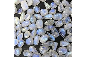 Gemkora 4 to 5pcs Natural Rainbow Moonstone Gemstone Wholesale Cabochons Lot, Jewelry Making Loose Gemstone, Polished Decor, DIY, Wire Wrapping, Reiki, Wikka, Healing Crystals, Bulk Gemstone