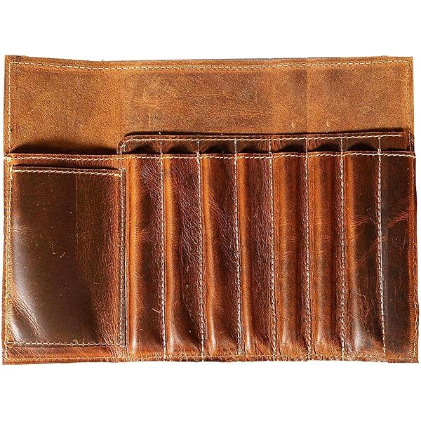 ZLYC Handgemaakte lederen pennenetui, zacht, roltas, schrijfwaren, cadeau voor studenten, zwart, Eén maat, Retro