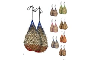 Majestic Ally,Rete da fieno da 106.7 cm per cavalli, con fori forti e piccoli 5.1x5.1 cm, corda in nylon, simula il pascolo, riduce i rifiuti (patriottico)