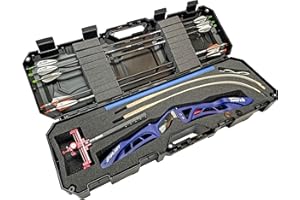 MTM BC34TD Hard Case for Takedown Curved Bow - Lockable Storage - Airline Approved - Holds 16 Arrows - for Target or Hunting Bow - Made in, Black, Hard